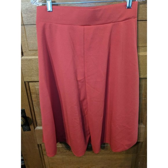 JM Fleurette Red Orange Flare Skirt Size M Medium Skater Knee Length - Picture 2 of 4